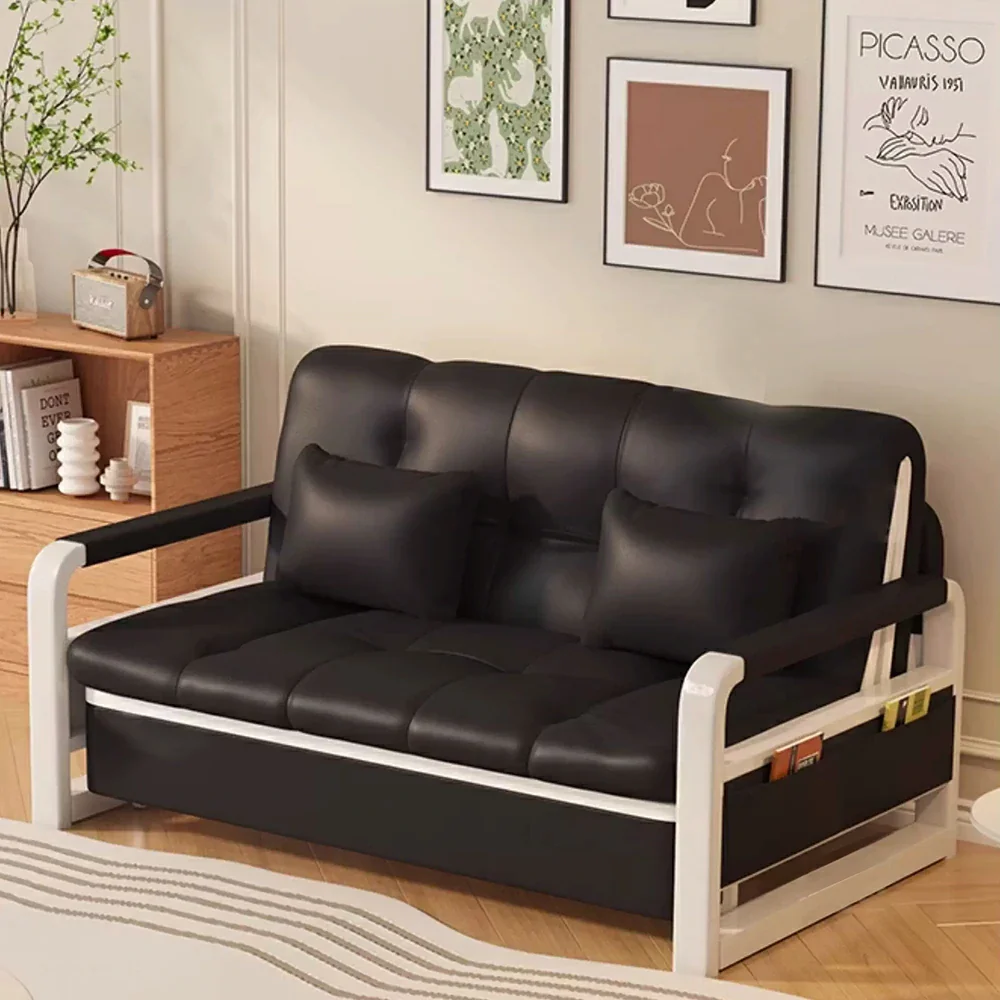 LIVARA 82/108/128/158cm Length Heavy-duty Steel Frame Sofa Bed with Built-in Storage  - Black - Image 2