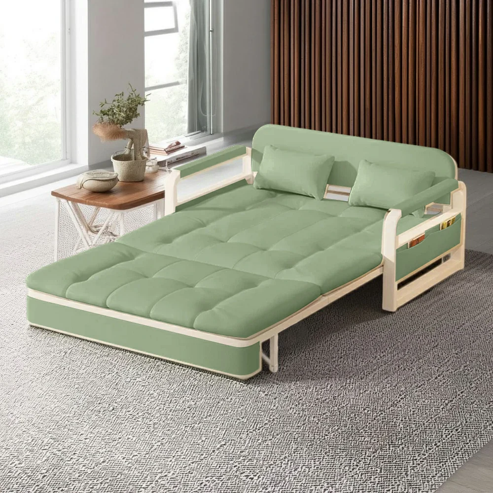 LIVARA 82/108/128/158cm Length Heavy-duty Steel Frame Sofa Bed with Built-in Storage  - Green - Image 3