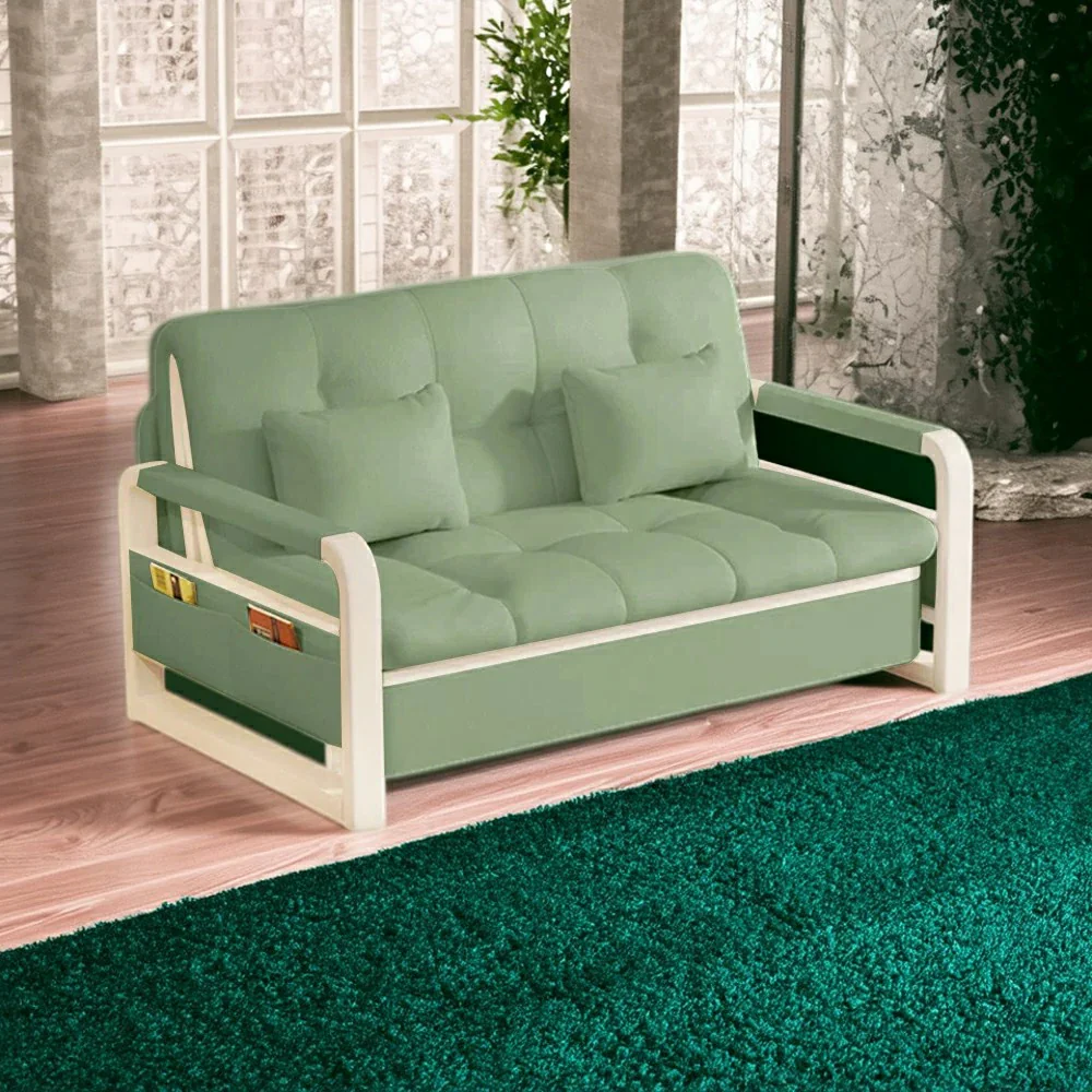 LIVARA 82/108/128/158cm Length Heavy-duty Steel Frame Sofa Bed with Built-in Storage  - Green - Image 5
