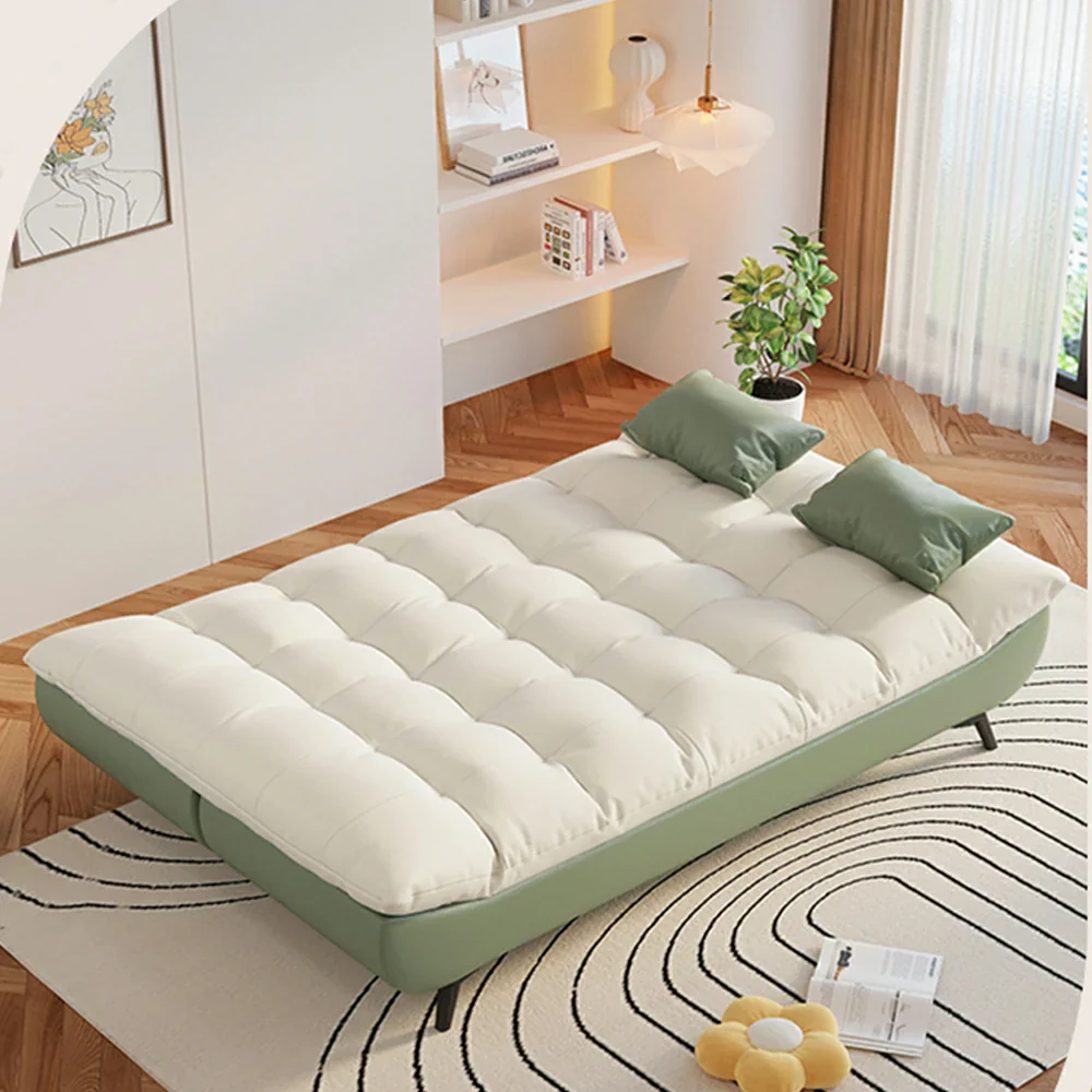 LIVARA 120/150/180/190cm Length Convertible Cat Claw Fabric Sofa Bed - Green&White - Image 3