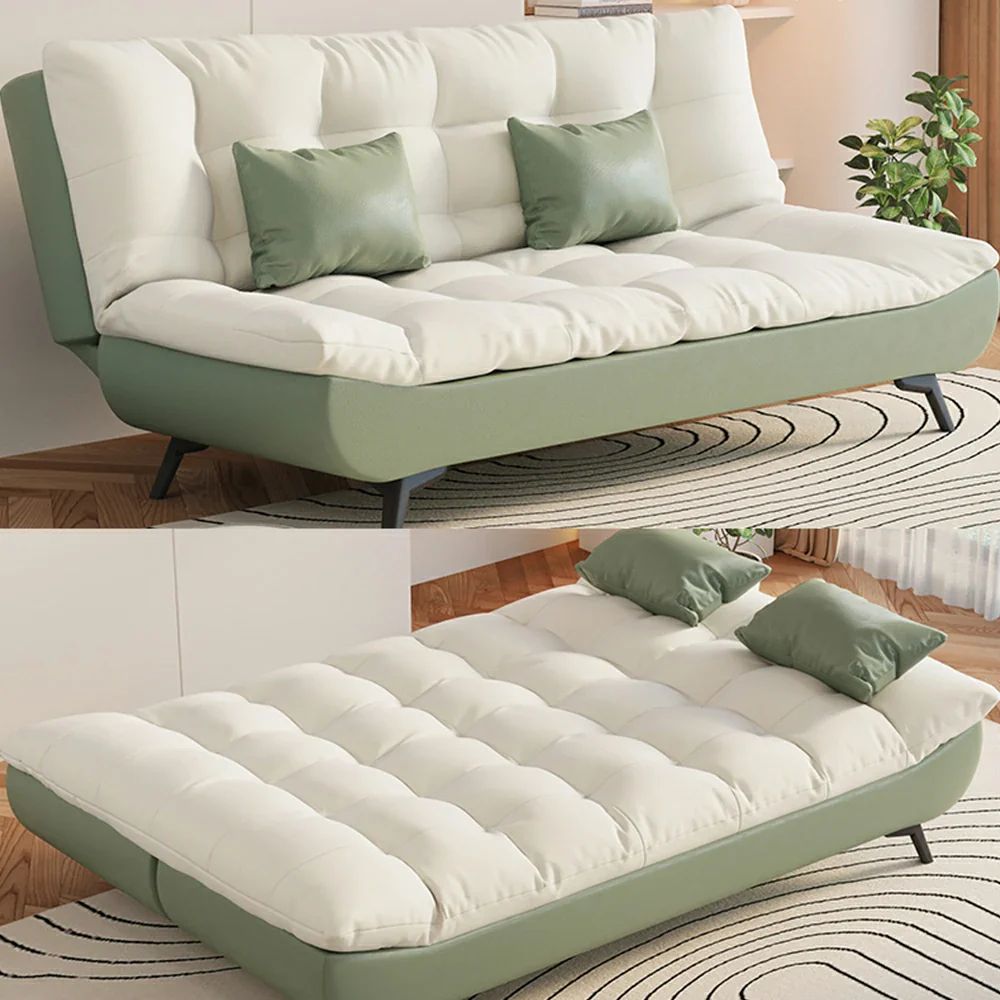 LIVARA 120/150/180/190cm Length Convertible Cat Claw Fabric Sofa Bed - Green&White - Image 4