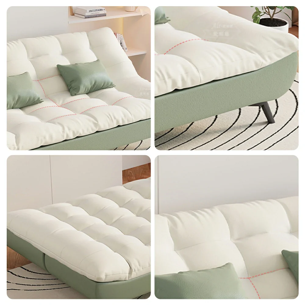 LIVARA 120/150/180/190cm Length Convertible Cat Claw Fabric Sofa Bed - Green&White - Image 5