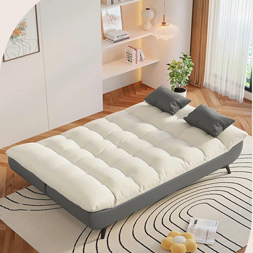 LIVARA 120/150/180/190cm Length Convertible Cat Claw Fabric Sofa Bed - Grey&White - Image 3