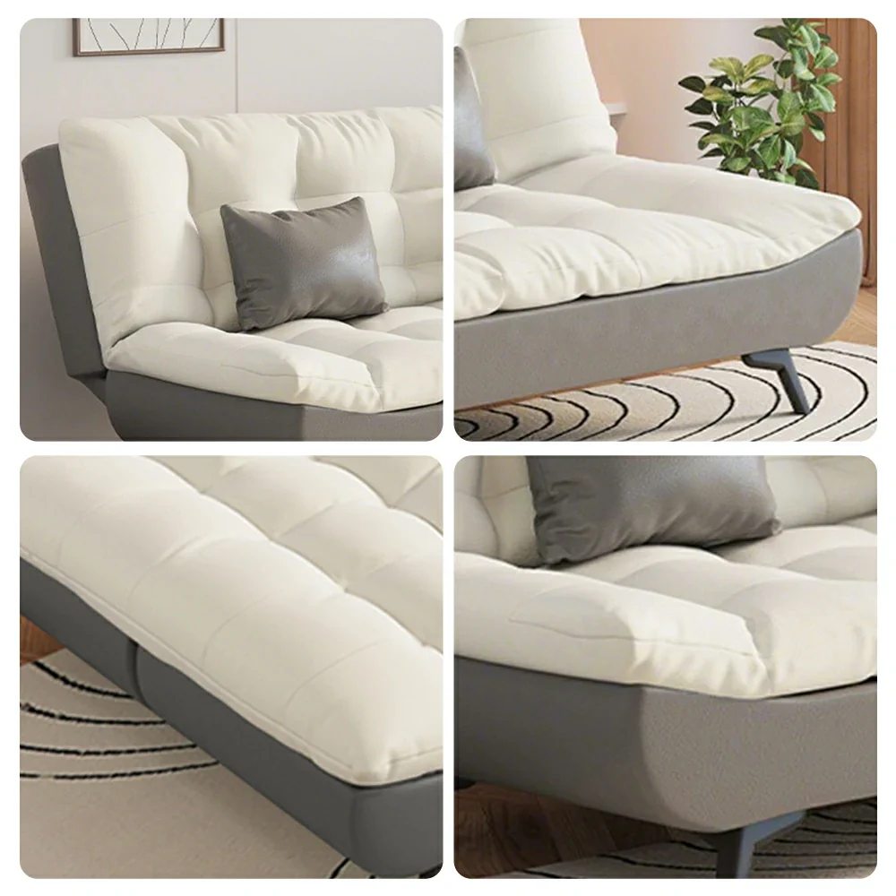 LIVARA 120/150/180/190cm Length Convertible Cat Claw Fabric Sofa Bed - Grey&White - Image 4