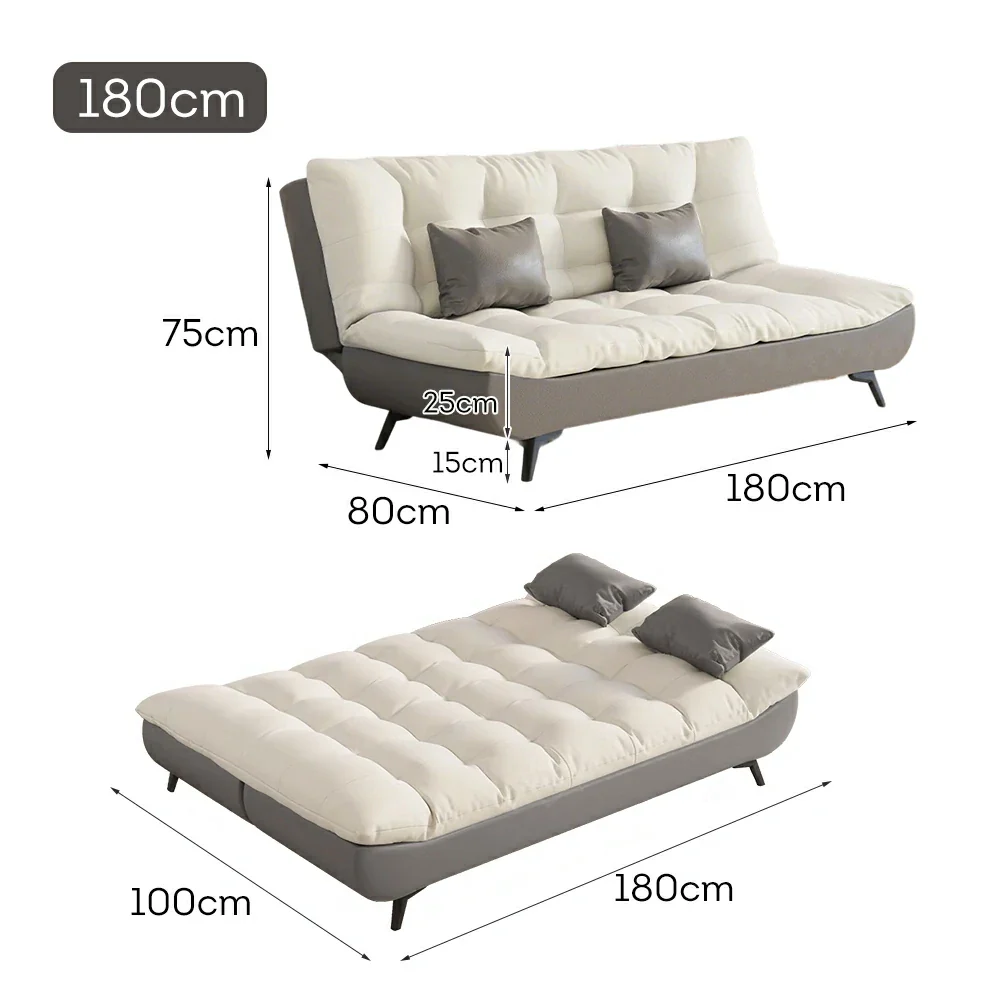 LIVARA 120/150/180/190cm Length Convertible Cat Claw Fabric Sofa Bed - Grey&White - Image 5