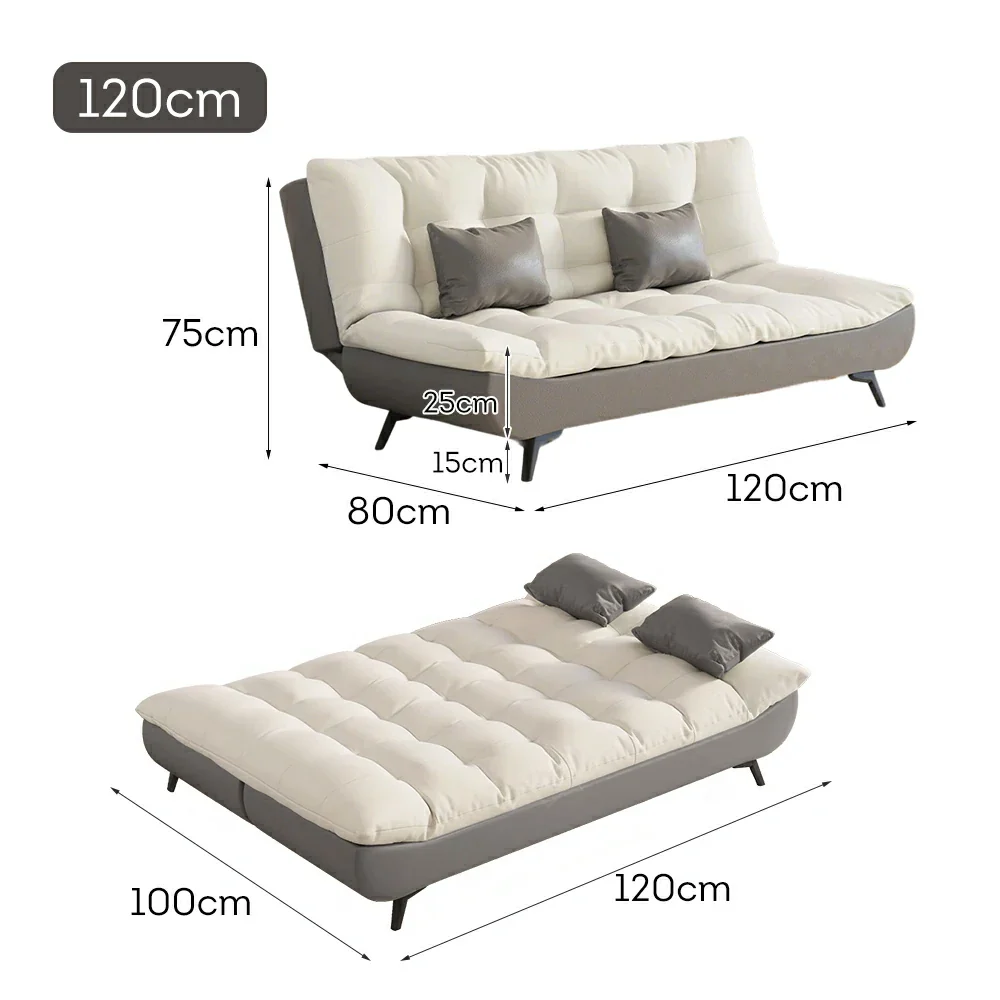 LIVARA 120/150/180/190cm Length Convertible Cat Claw Fabric Sofa Bed - Grey&White - Image 7