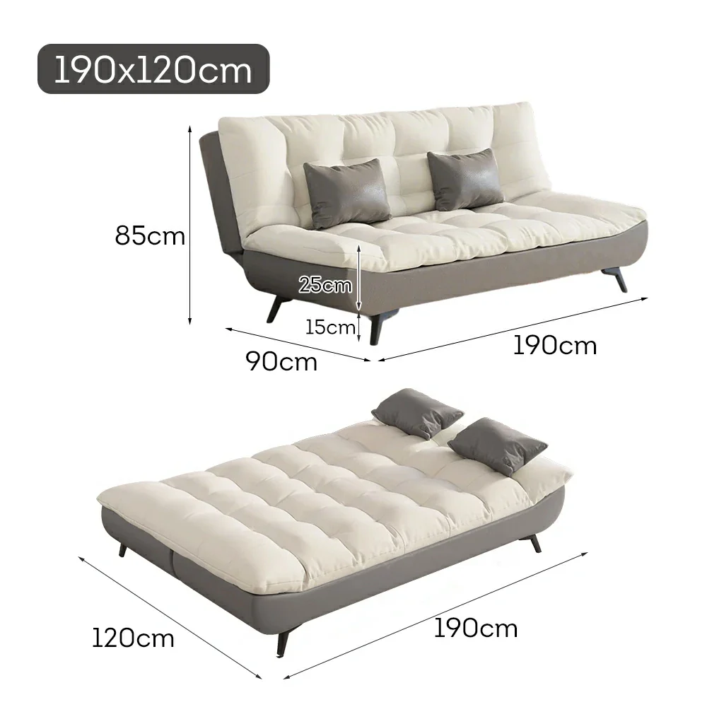LIVARA 120/150/180/190cm Length Convertible Cat Claw Fabric Sofa Bed - Grey&White - Image 9