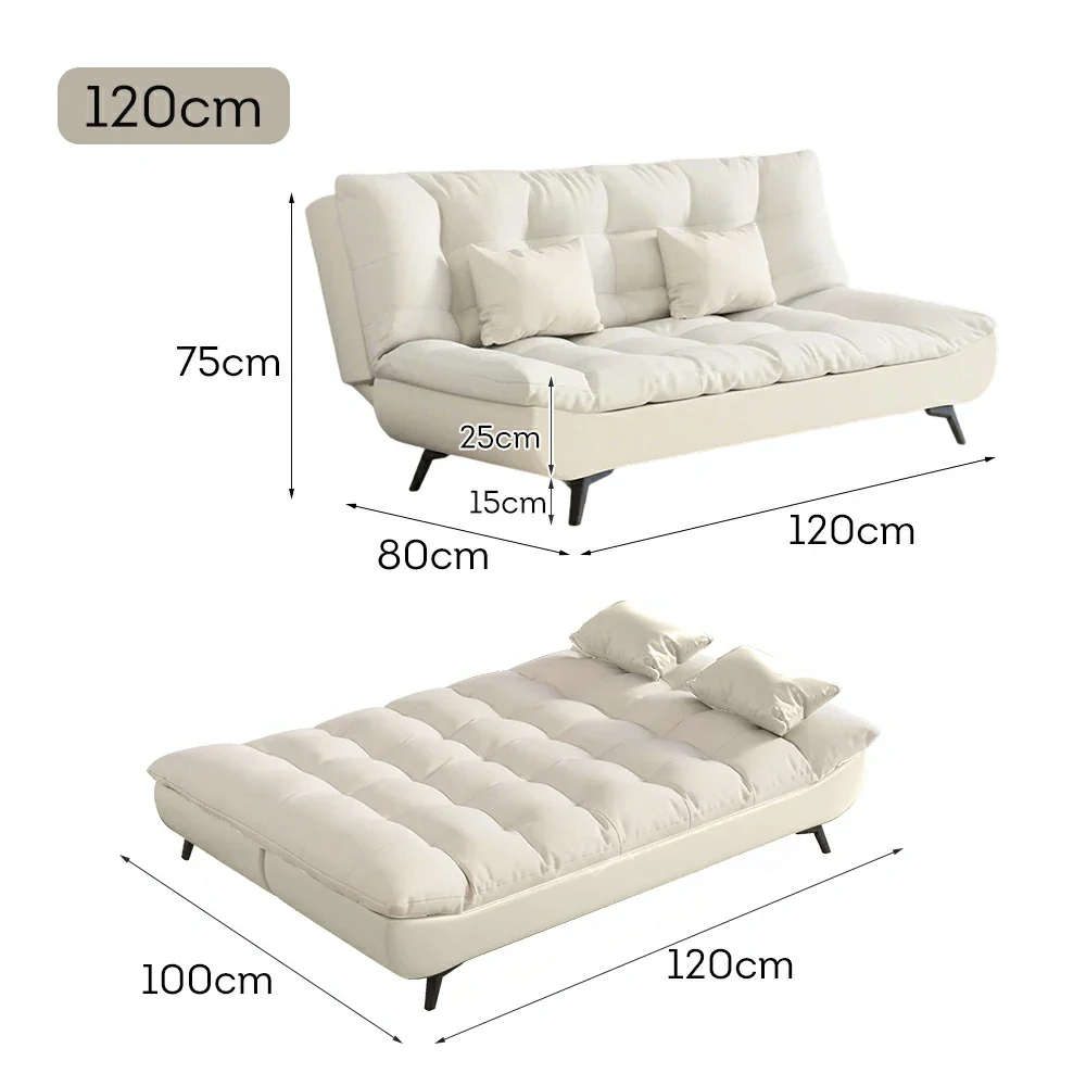 LIVARA 120/150/180/190cm Length Convertible Cat Claw Fabric Sofa Bed - Beige&White - Image 5