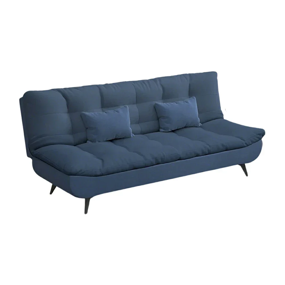 LIVARA 120/150/180/190cm Length Cotton-linen Fabric Sofa Bed - Blue - Image 11