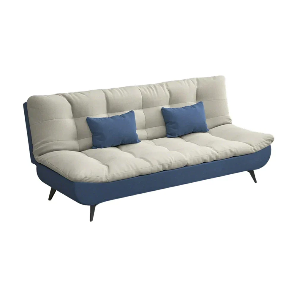 LIVARA 120/150/180/190cm Length Cotton-linen Fabric Sofa Bed - Blue&Grey - Image 11