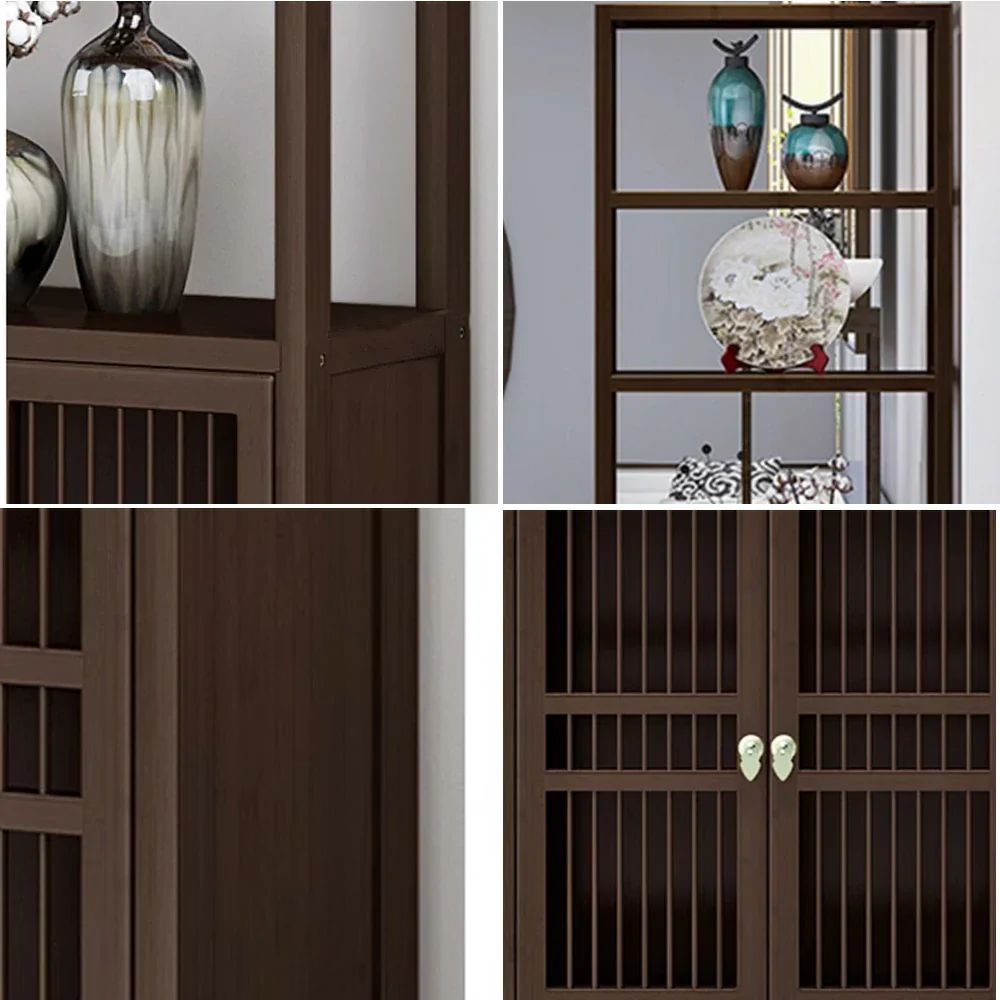 LIVARA Solid Wenge Wood Single Cabinet with Double Doors, Elegant Oriental Style Storage for Entryway or Living Room - Image 3