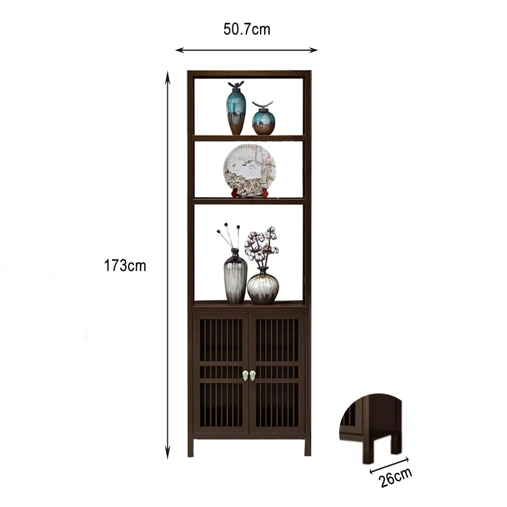 LIVARA Solid Wenge Wood Single Cabinet with Double Doors, Elegant Oriental Style Storage for Entryway or Living Room - Image 5