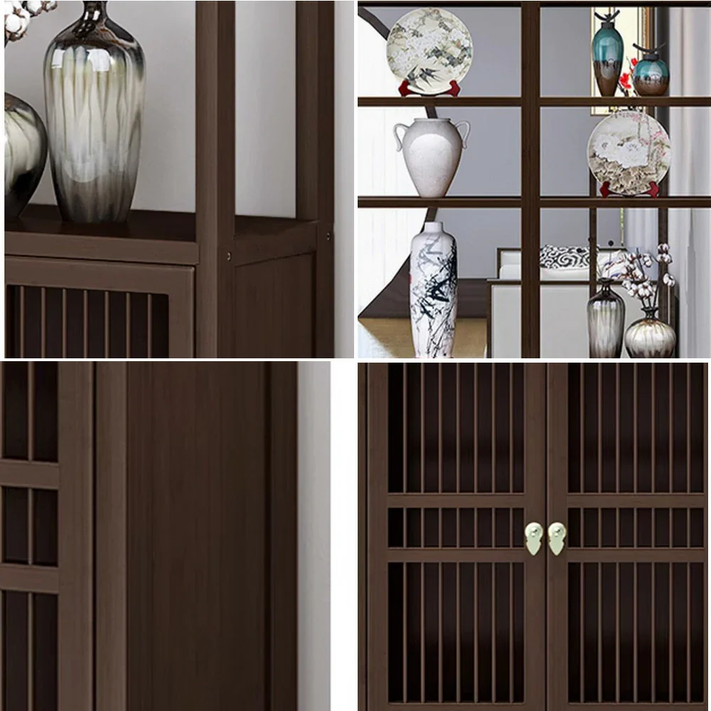 LIVARA Solid Wenge Wood Single Cabinet with Double Doors, Elegant Oriental Style Storage for Entryway or Living Room - Image 8