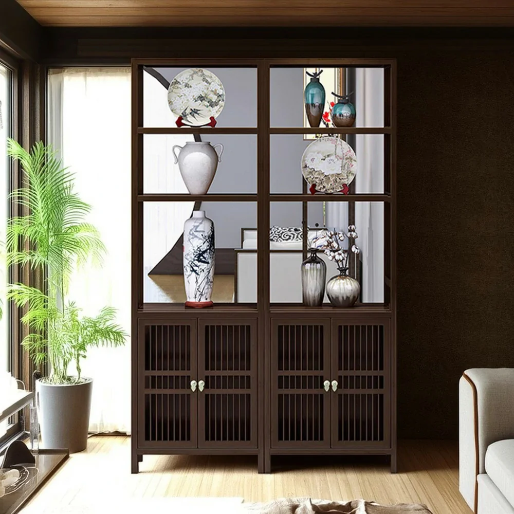 LIVARA Solid Wenge Wood Single Cabinet with Double Doors, Elegant Oriental Style Storage for Entryway or Living Room - Image 9