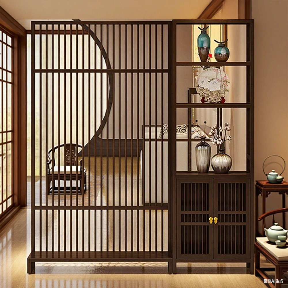 LIVARA Bamboo Double Door Cabinet With 71cm/91cm Screen Partition - Image 4
