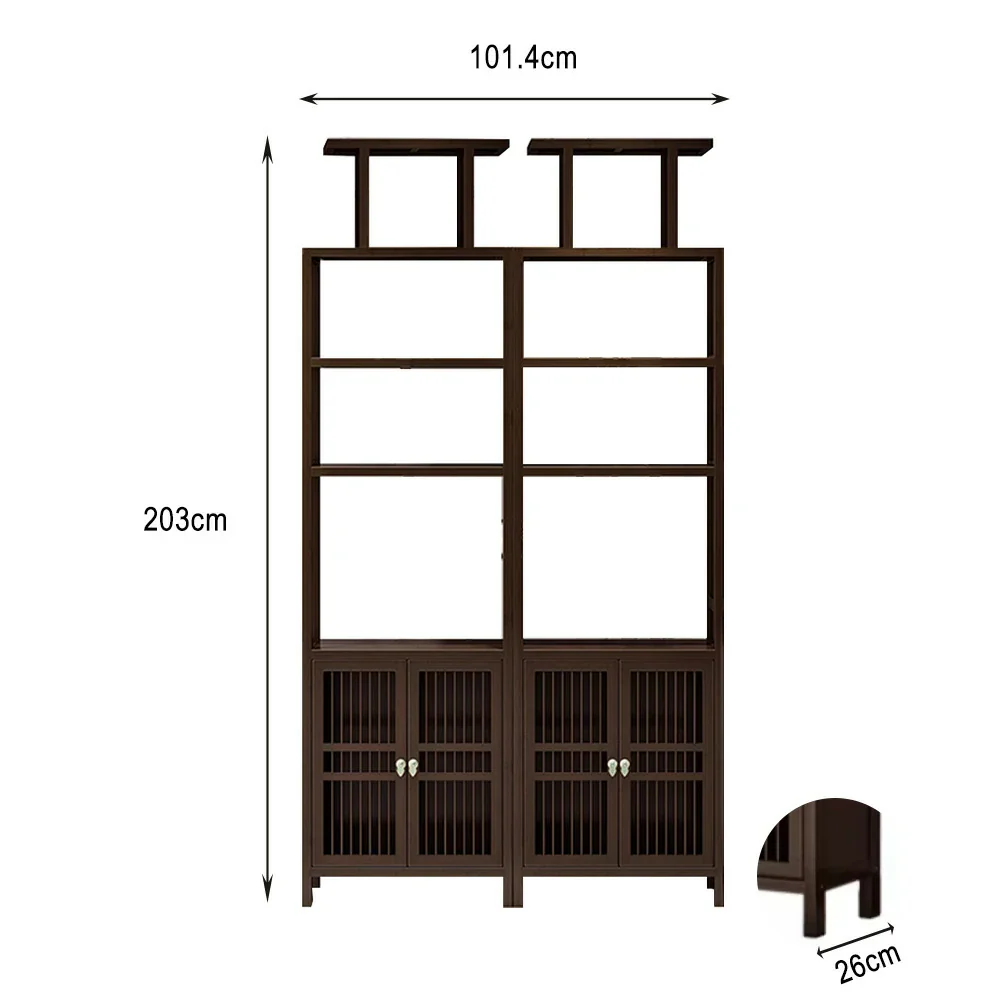 LIVARA Tall Solid Wenge Wood Cabinet with Double Doors, Elegant Oriental Style Storage for Entryway, Living Room or Hallway - Image 10
