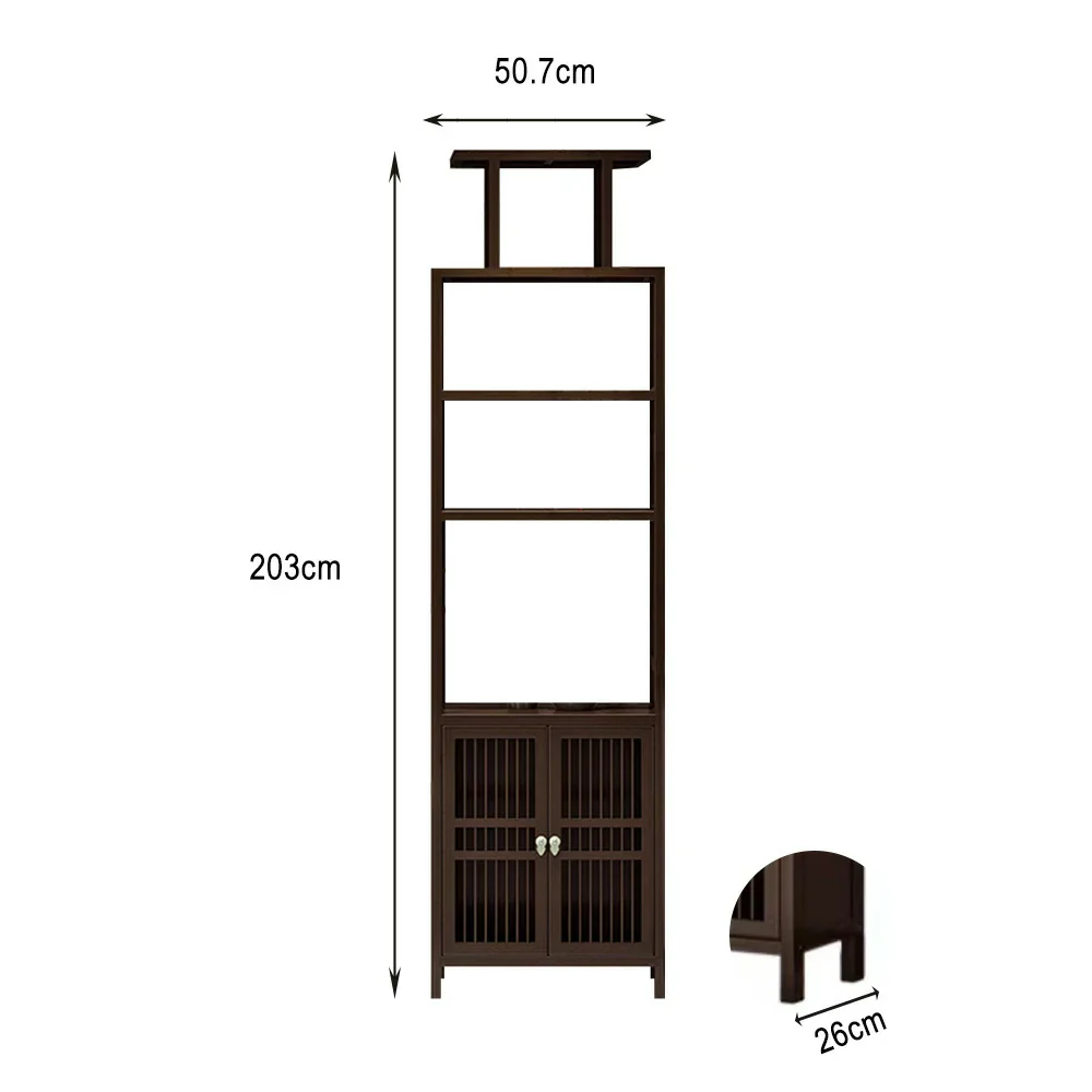 LIVARA Tall Solid Wenge Wood Cabinet with Double Doors, Elegant Oriental Style Storage for Entryway, Living Room or Hallway - Image 5