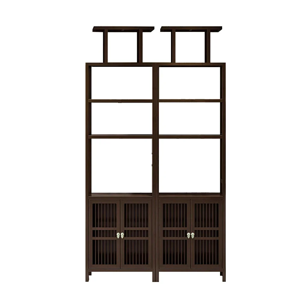LIVARA Tall Solid Wenge Wood Cabinet with Double Doors, Elegant Oriental Style Storage for Entryway, Living Room or Hallway - Image 6