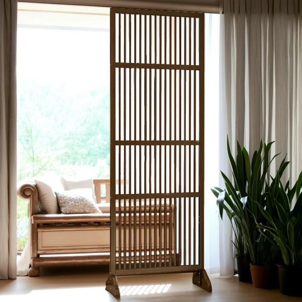 LIVARA Bamboo High Screen Partition 71Cm 100Cm Wood Color Walnut Color - Image 14