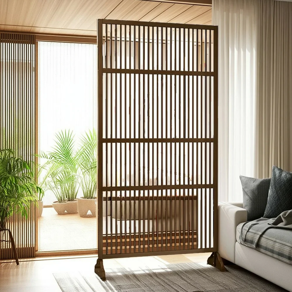 LIVARA Bamboo High Screen Partition 71Cm 100Cm Wood Color Walnut Color - Image 17