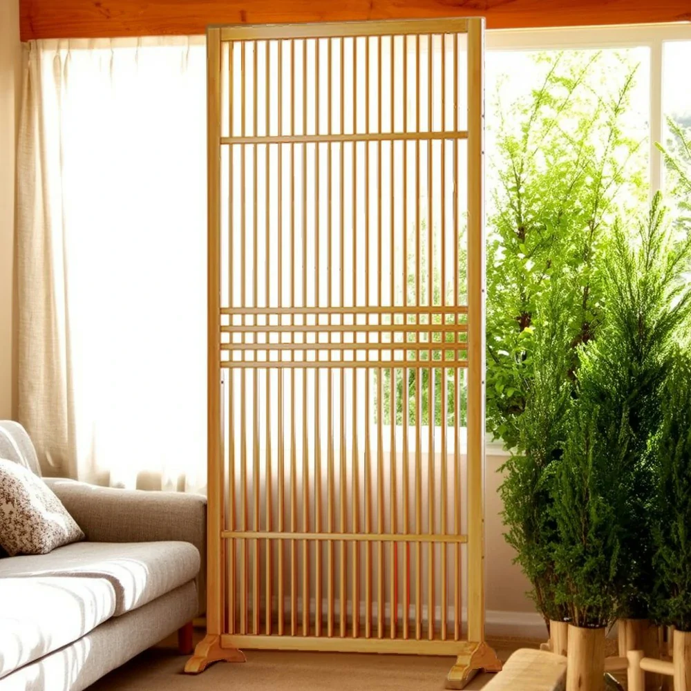 LIVARA Bamboo High Screen Partition 71Cm 100Cm Wood Color Walnut Color - Image 4