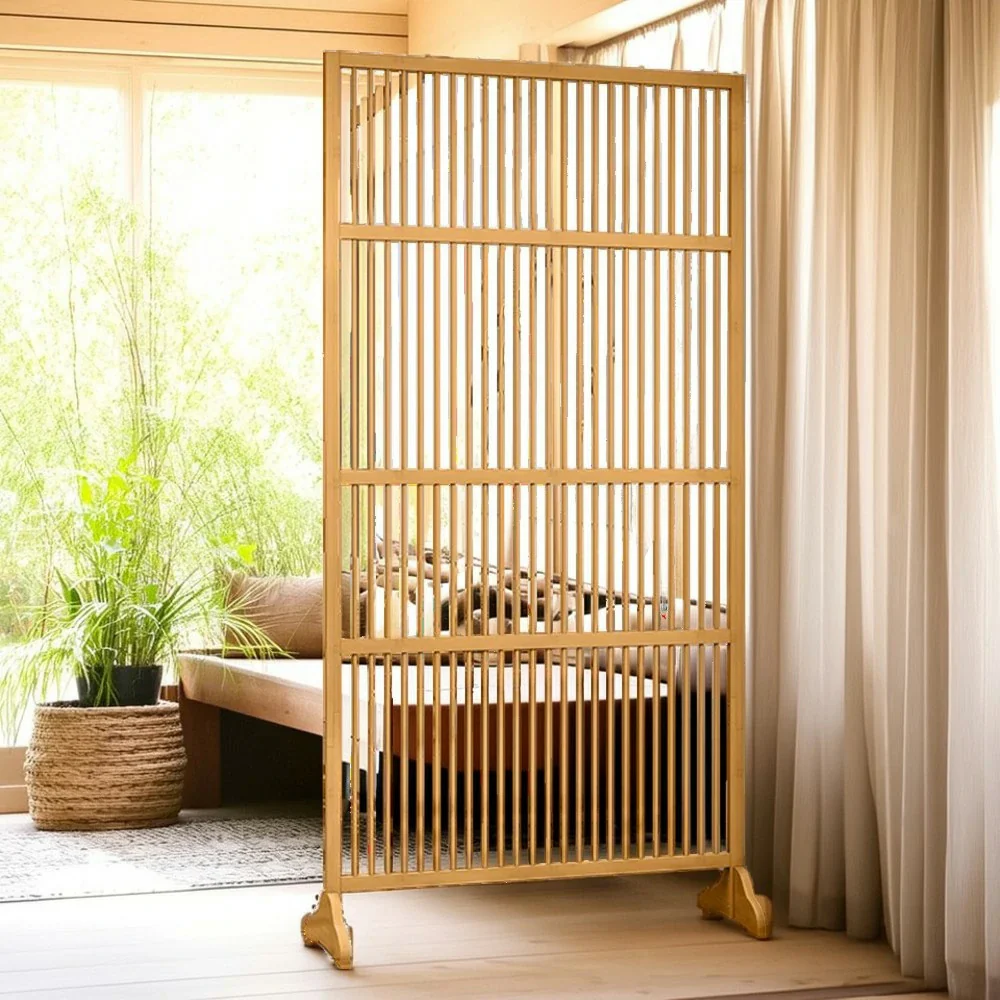 LIVARA Bamboo High Screen Partition 71Cm 100Cm Wood Color Walnut Color - Image 7