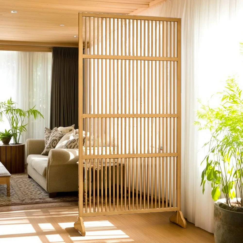 LIVARA Bamboo High Screen Partition 71Cm 100Cm Wood Color Walnut Color - Image 9