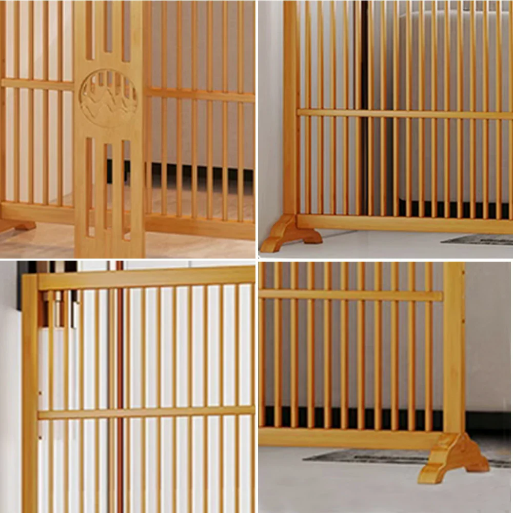 LIVARA Bamboo Screen Partition With Storage Platform 72Cm 144Cm Wood Color/Walnut Color - Image 3