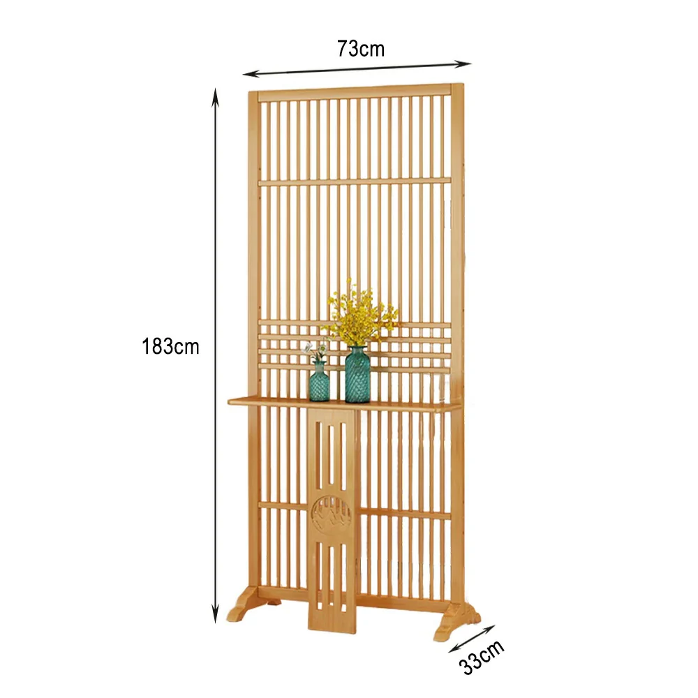 LIVARA Bamboo Screen Partition With Storage Platform 72Cm 144Cm Wood Color/Walnut Color - Image 5