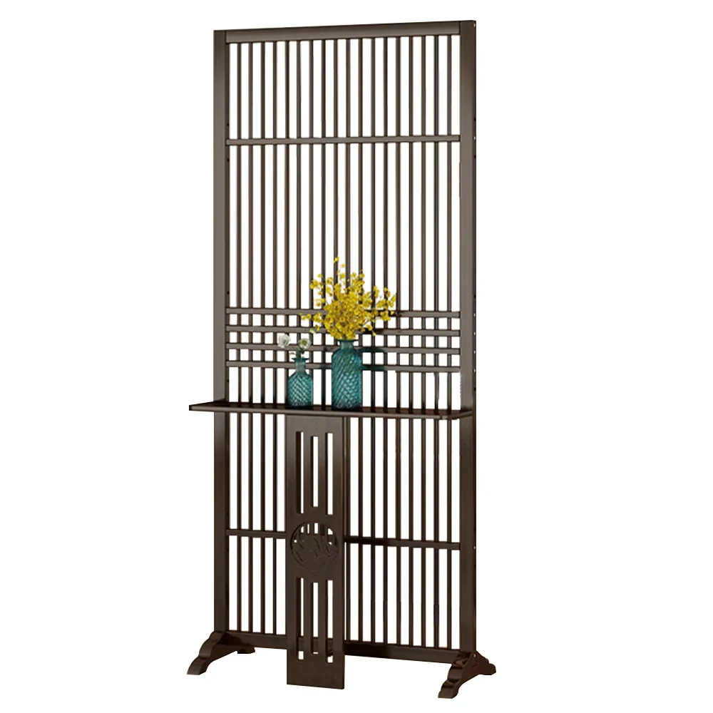 LIVARA Bamboo Screen Partition With Storage Platform 72Cm 144Cm Wood Color/Walnut Color - Image 6