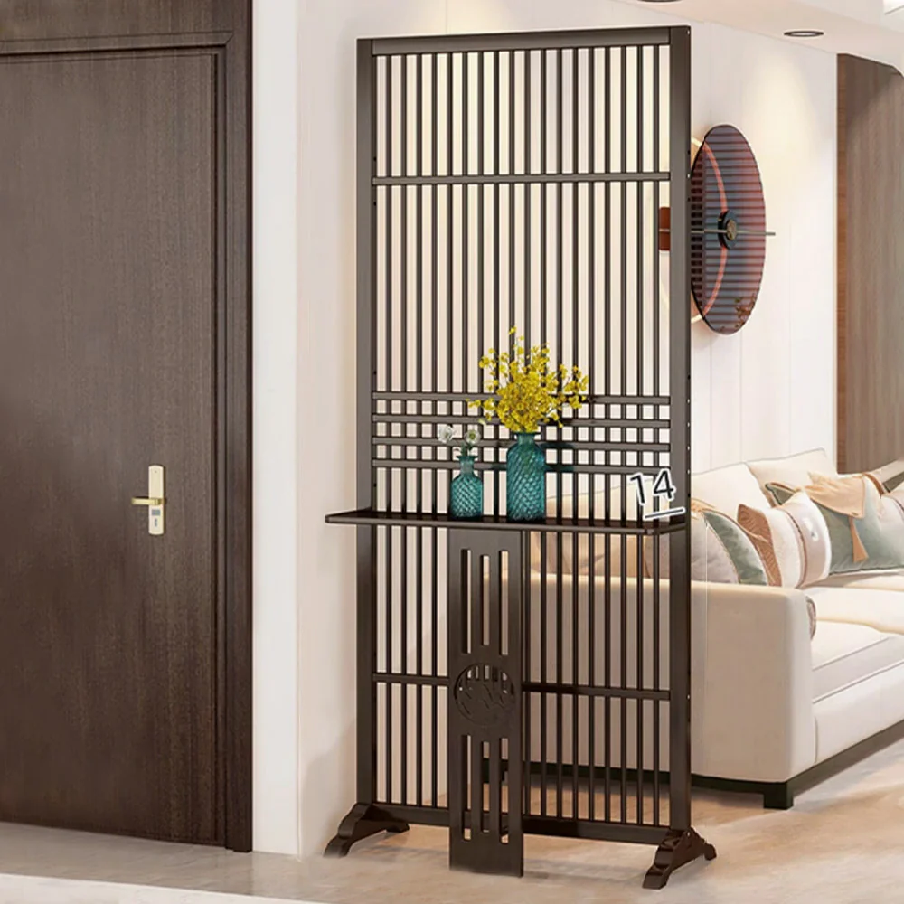 LIVARA Bamboo Screen Partition With Storage Platform 72Cm 144Cm Wood Color/Walnut Color - Image 7