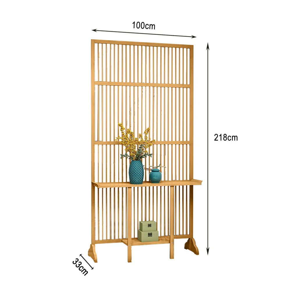 LIVARA Bamboo High Screen Partition 71Cm/100Cm With Storage Platform Wood Color/Walnut Color - Image 15