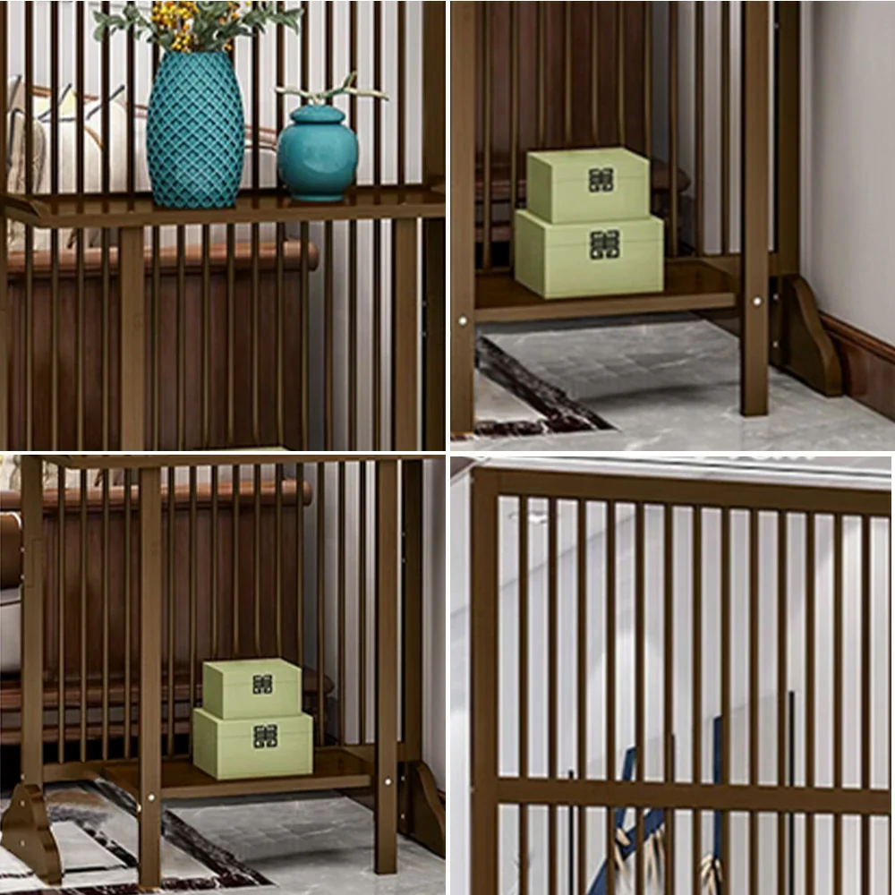 LIVARA Bamboo High Screen Partition 71Cm/100Cm With Storage Platform Wood Color/Walnut Color - Image 18