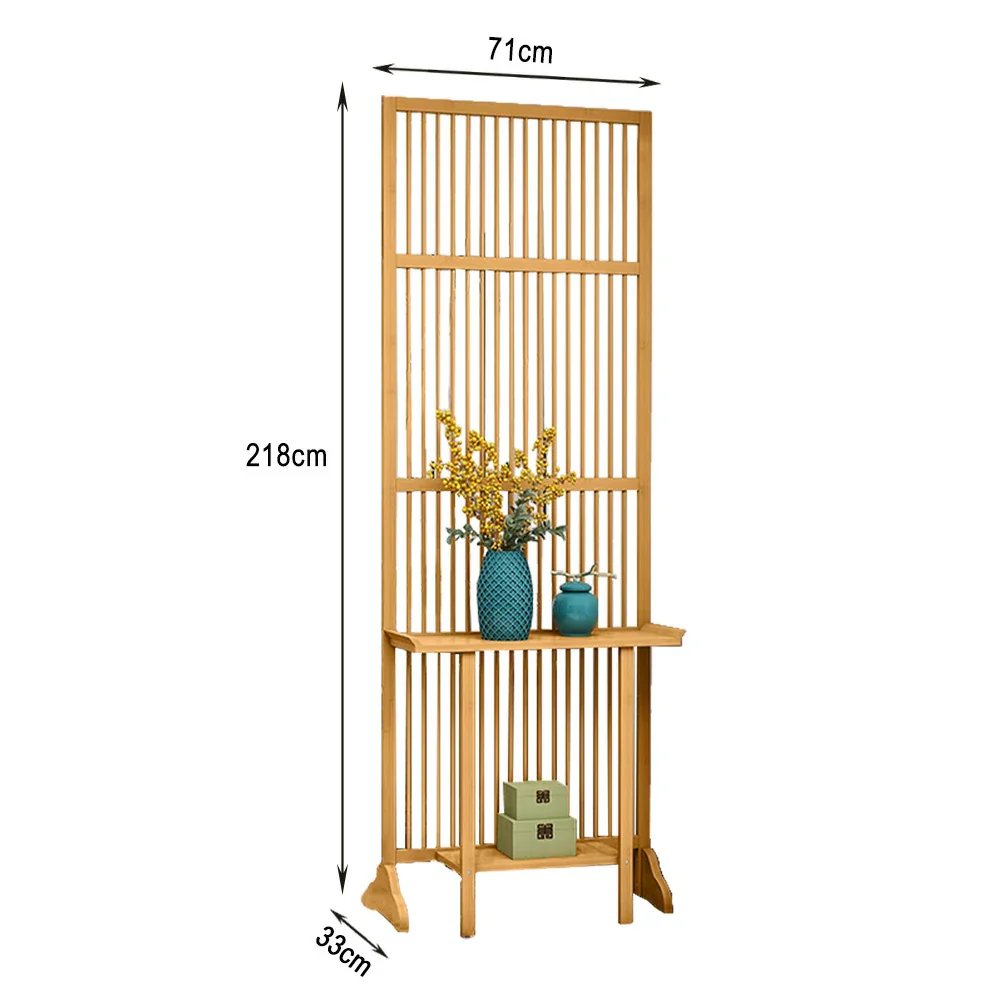 LIVARA Bamboo High Screen Partition 71Cm/100Cm With Storage Platform Wood Color/Walnut Color - Image 5