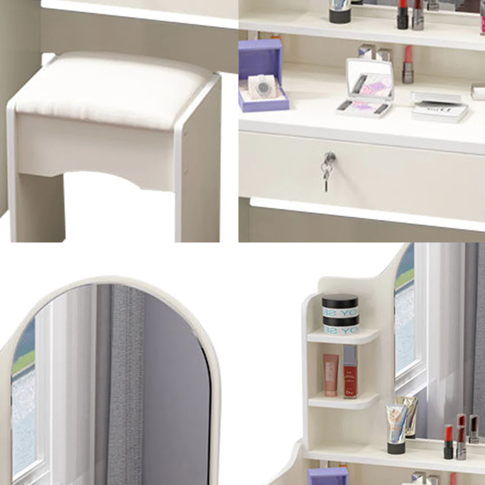 LIVARA 50CM Length Trapezoidal Mirror Dressing Table With Stool - Image 10