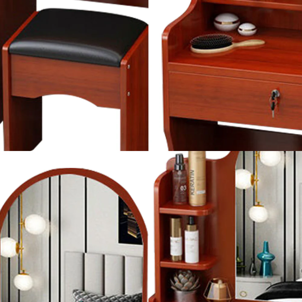 LIVARA 50CM Length Trapezoidal Mirror Dressing Table With Stool - Image 12