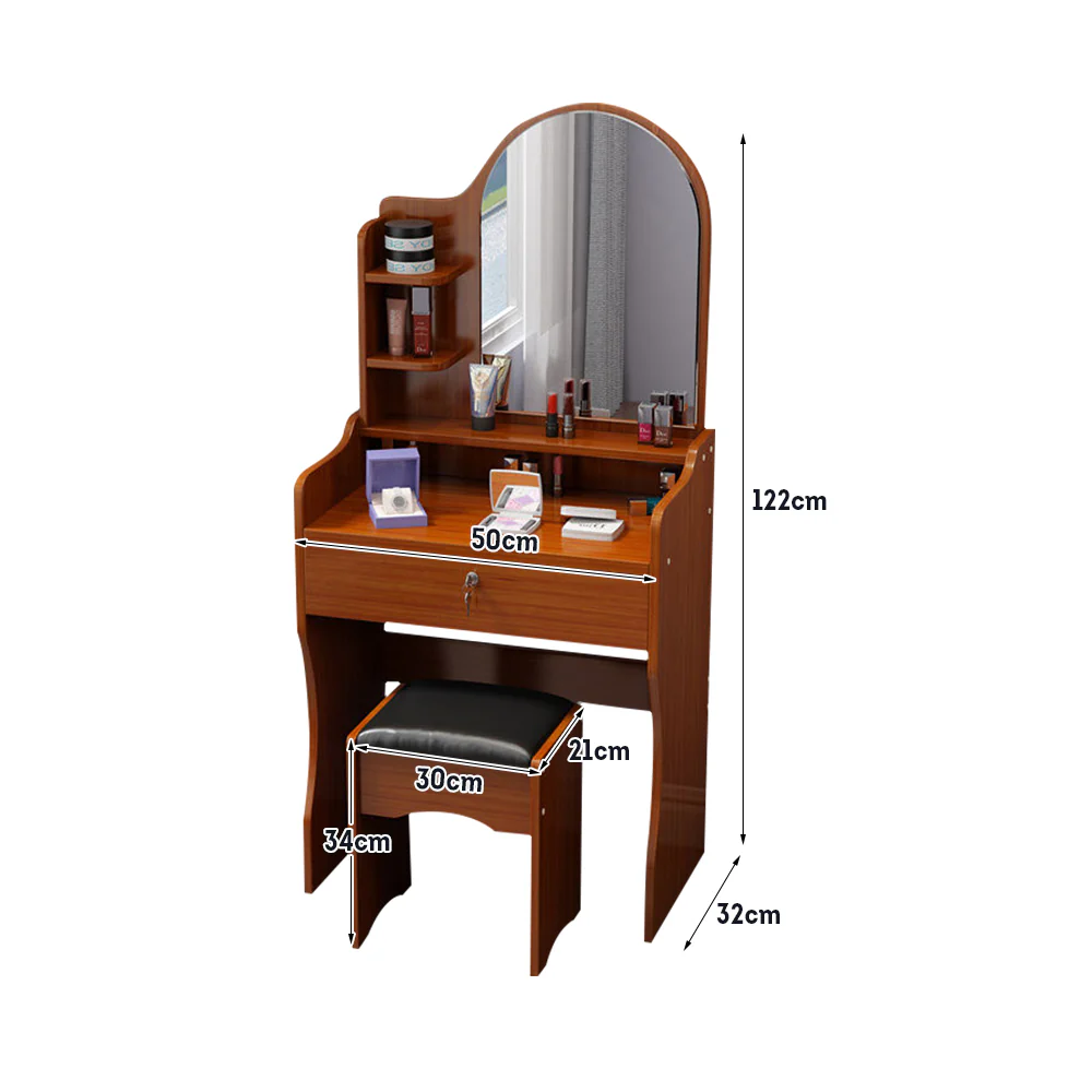 LIVARA 50CM Length Trapezoidal Mirror Dressing Table With Stool - Image 14