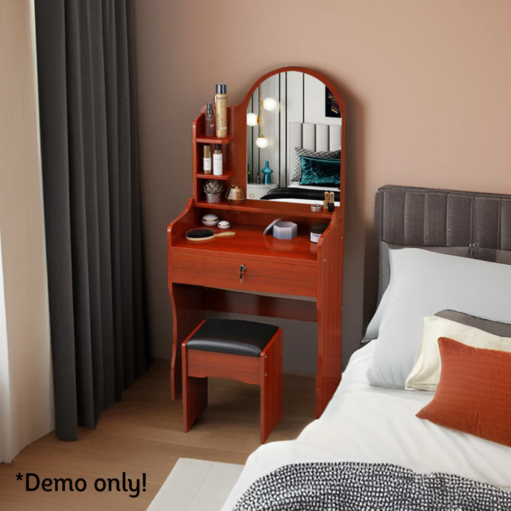 LIVARA 50CM Length Trapezoidal Mirror Dressing Table With Stool - Image 4