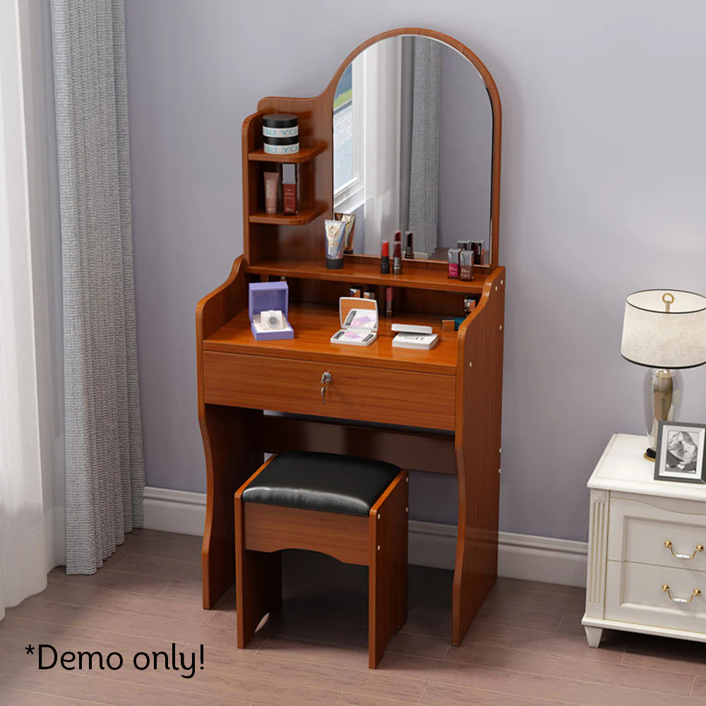 LIVARA 50CM Length Trapezoidal Mirror Dressing Table With Stool - Image 5