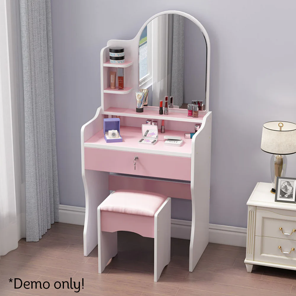 LIVARA 50CM Length Trapezoidal Mirror Dressing Table With Stool - Image 7