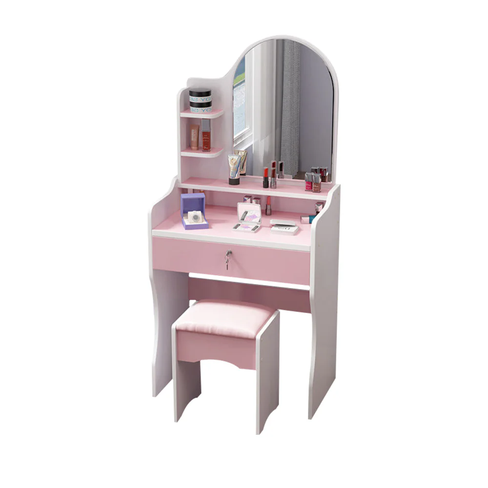 LIVARA 50CM Length Trapezoidal Mirror Dressing Table With Stool - Image 8