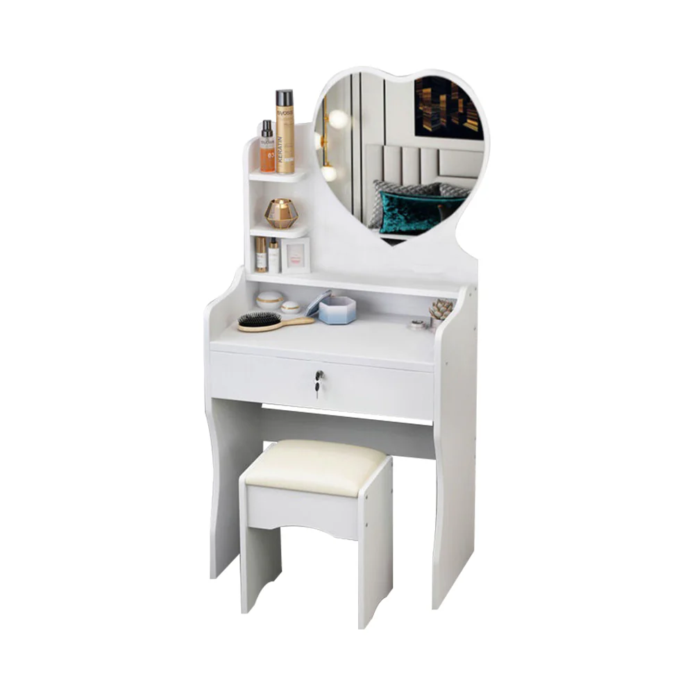 LIVARA 60CM Length Heart-shaped Mirror Dressing Table With Stool - Image 16