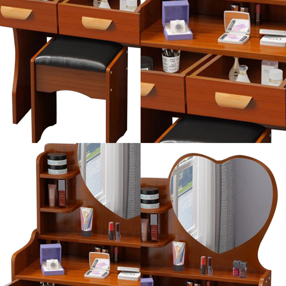 LIVARA 60CM Length Heart-shaped Mirror Dressing Table With Stool - Image 19