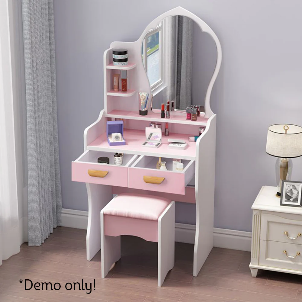 LIVARA 60CM Length Princess Mirror Dressing Table With Stool - Image 10
