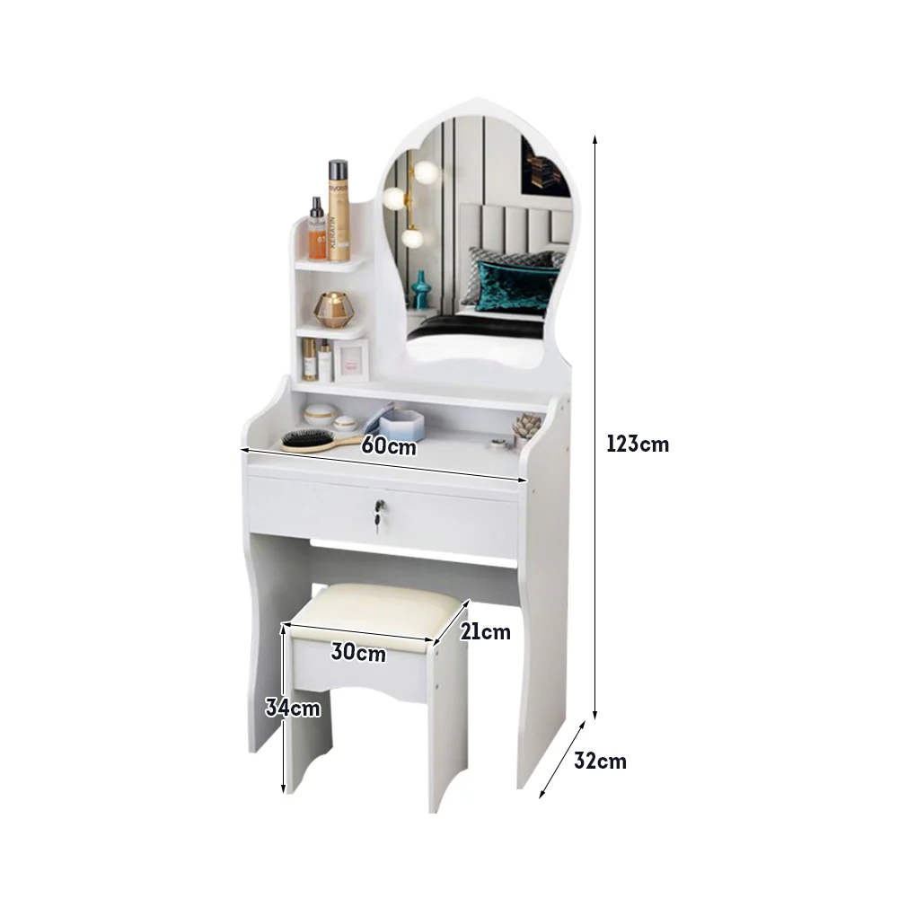 LIVARA 60CM Length Princess Mirror Dressing Table With Stool - Image 26