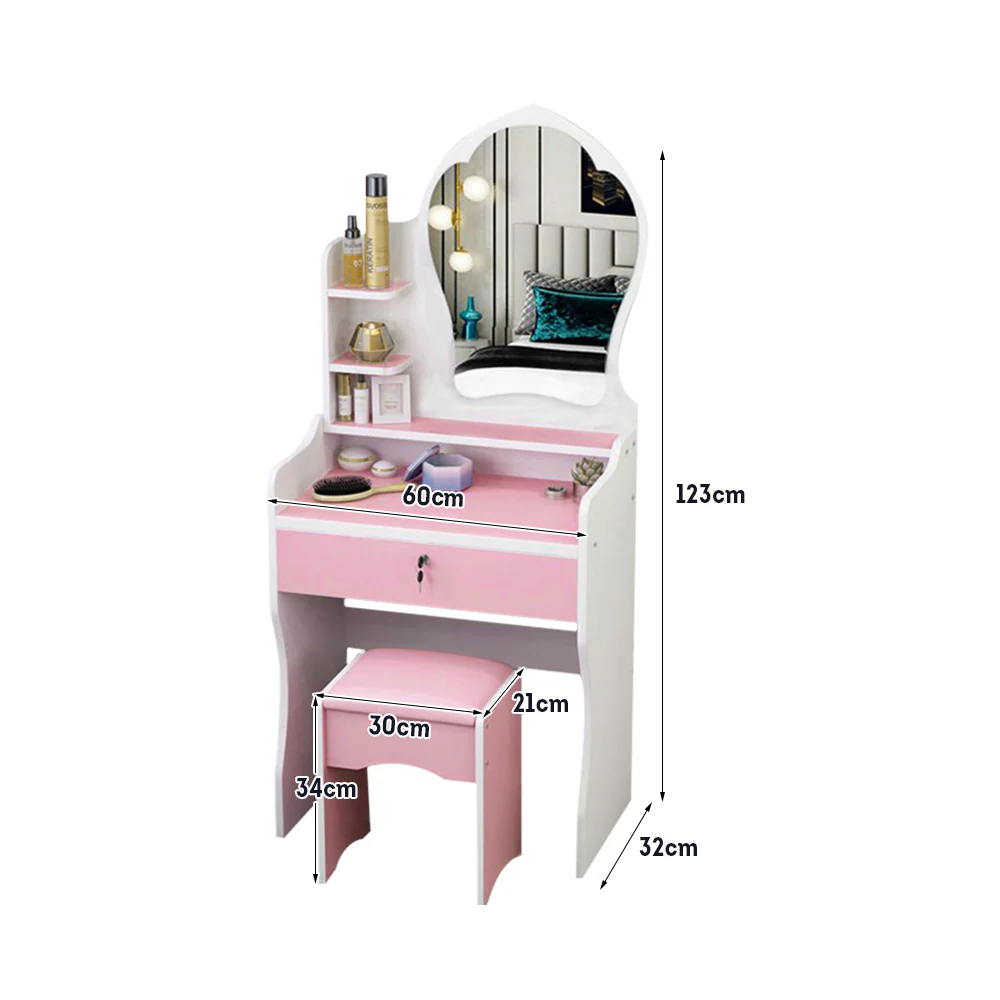 LIVARA 60CM Length Princess Mirror Dressing Table With Stool - Image 27