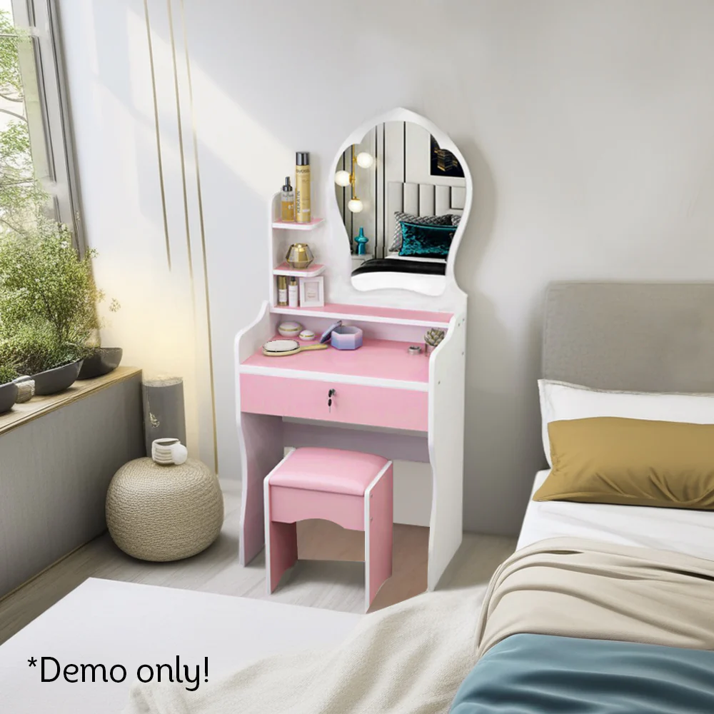 LIVARA 60CM Length Princess Mirror Dressing Table With Stool - Image 7