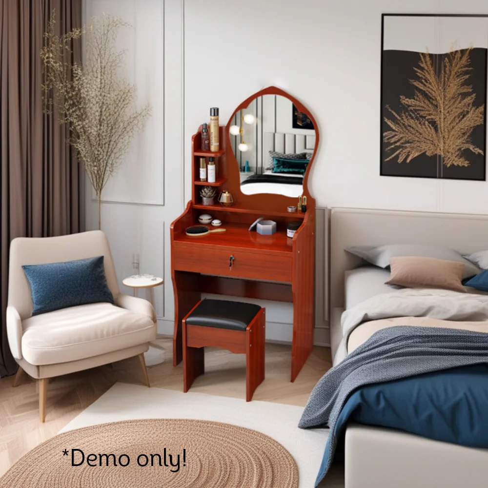 LIVARA 60CM Length Princess Mirror Dressing Table With Stool - Image 9