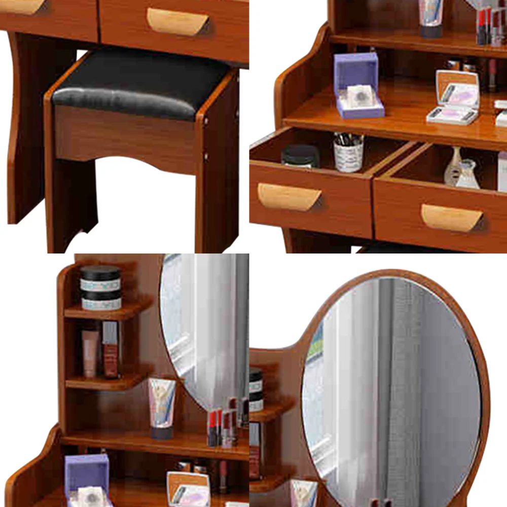LIVARA 60CM Length Round Mirror Dressing Table With Stool - Image 20