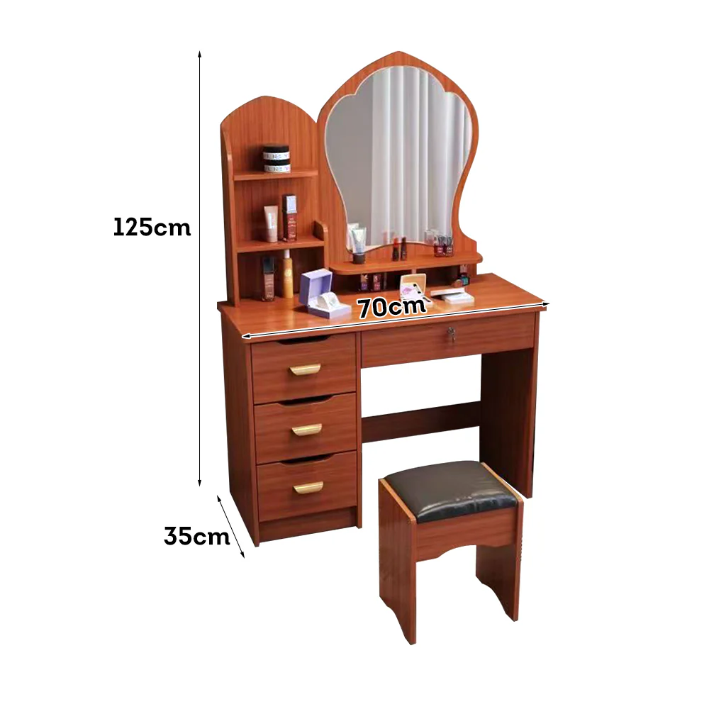 LIVARA 70-80CM Length Princess-Style Large Mirror Dressing Table With Stool - Image 11